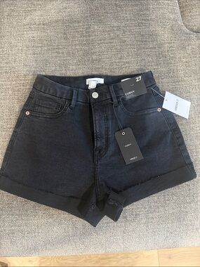 Forever 21 Black High-Rise Curvy Denim Shorts